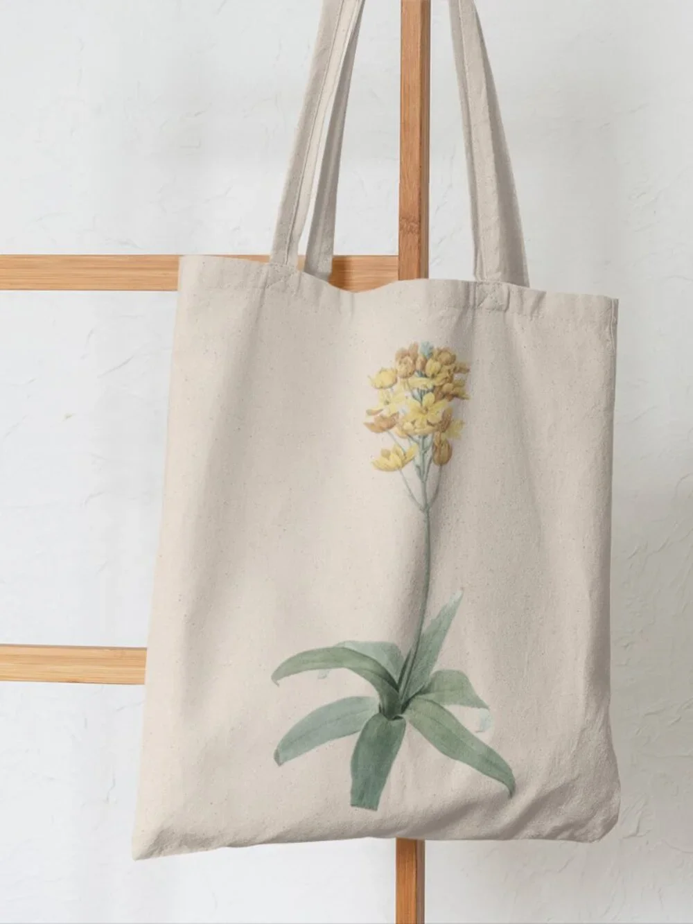 Star-Of-Bethlehem Vintage Floral Print Graphic Canvas Tote Bag